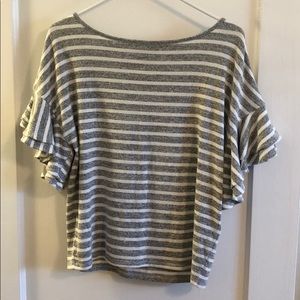 Stripe ruffle sleeve top